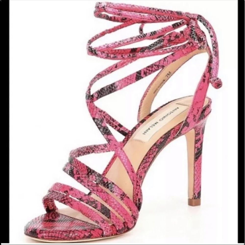 Antonio Melan Vaylyn Snake Print Leather Sandal 8.5